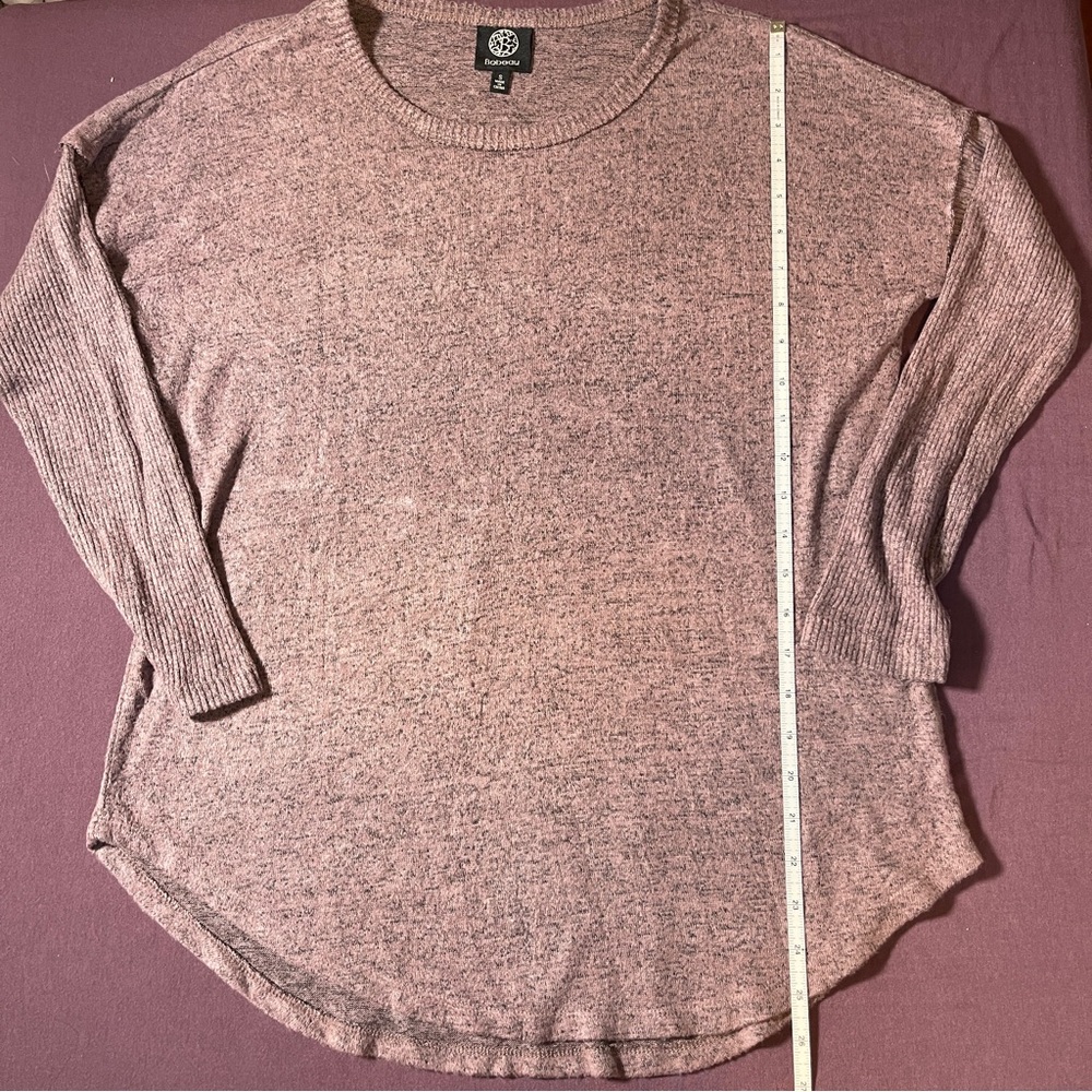 Bobeau Mauve Heathered Long Sleeve Hi Lo Knit Shirt Top - Size Small - Picture 2 of 10
